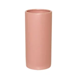 Ceramic Cylinder Pot Satin Matte Coral (13x28cmH)