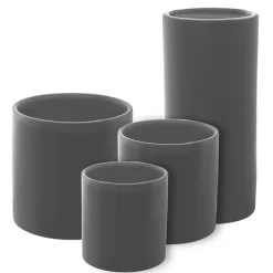 Ceramic Cylinder Pot Satin Matte Charcoal (10.5x10.5cmH)