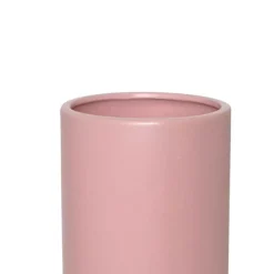Ceramic Cylinder Pot Satin Matte Soft Pink (13x28cmH)
