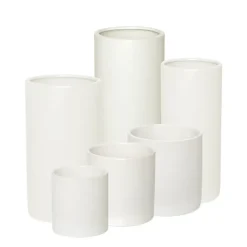 Ceramic Cylinder Pot Satin Matte White (14x14cmH)