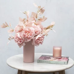 Ceramic Cylinder Vase Satin Matte Soft Pink (10x20cmH)