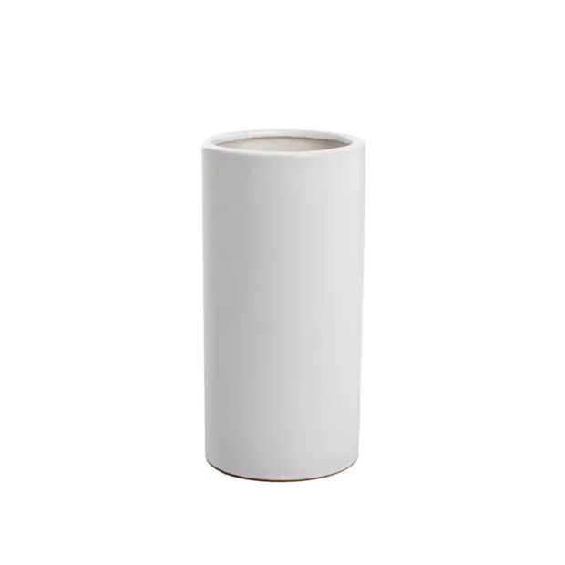 Ceramic Cylinder Vase Satin Matte White (10x20cmH)
