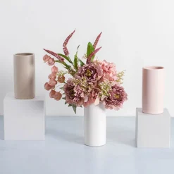 Ceramic Cylinder Vase Satin Matte White (10x20cmH)