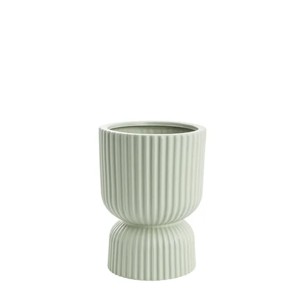 Ceramic Cyprus Egg Cup Vase Matte Sage (12Dx16cmH)