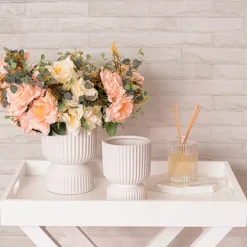 Ceramic Cyprus Egg Cup Vase Matte White (12Dx16cmH)