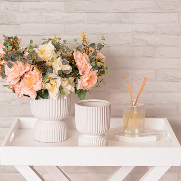 Ceramic Cyprus Egg Cup Vase Matte White (12Dx16cmH)