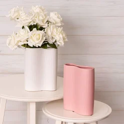 Ceramic Cyprus Muse Vase Matte White (17x7x23cmH)