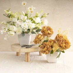 Ceramic Flora Taper Pot 12x12x12cmH White