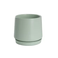 Ceramic Loreto Belly Pot & Plate Matte Sea Foam (15x14cmH)