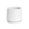 Ceramic Loreto Belly Pot & Plate Matte White (18Dx16cmH)
