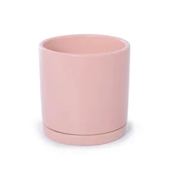 Ceramic Loreto Plant Pot & Plate Matte Pink Sand (15Dx15cmH)