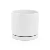 Ceramic Loreto Pot & Plate Matte White (16Dx15cmH)