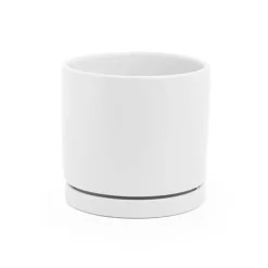 Ceramic Loreto Pot & Plate Matte White (16Dx15cmH)