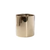 Ceramic Metallic Cylinder Pot Brass Gold (13Dx13.5cmH)