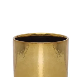 Ceramic Metallic Cylinder Pot Brass Gold (13.5x12.5cmH)