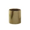 Ceramic Metallic Cylinder Pot Brass Gold (13.5x12cmH)