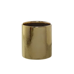 Ceramic Metallic Cylinder Pot Brass Gold (13.5x12cmH)