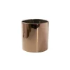Ceramic Metallic Cylinder Pot Brass Rose Gold (13Dx13.5cmH)