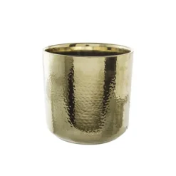 Ceramic Metallic Cylinder Pot Brass Gold (15.5x15cmH)
