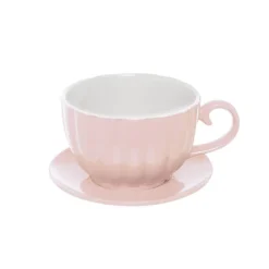 Ceramic Tea Cup Pot Saucer Drain Hole Nude (15TDx10cmH)