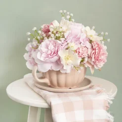 Ceramic Tea Cup Pot Saucer Drain Hole Nude (15TDx10cmH)