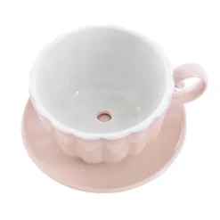 Ceramic Tea Cup Pot Saucer Drain Hole Nude (15TDx10cmH)