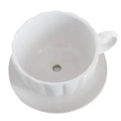 Ceramic Tea Cup Pot Saucer Drainage Hole White (17.5Dx13cmH)