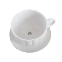 Ceramic Tea Cup Pot Saucer Drainage Hole White (15TDx10cmH)