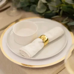 Champagne Gold Rim Charger Plate Pack 4 White (33cmD)