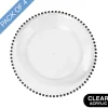 Charger Plate w Black Beaded Edge Pack 4 Clear (32cmD)