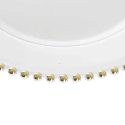 Charger Plate w Gold Beaded Edge Pack 4 Clear (32cmD)