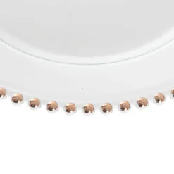 Charger Plate w Rose Gold Beaded Edge Pack 4 Clear (32cmD)