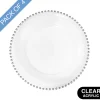 Charger Plate w Silver Beaded Edge Pack 4 Clear (32cmD)