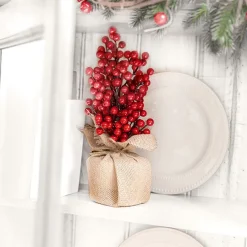 Christmas Berry Burlap Table Top Tree Red (38cmH)