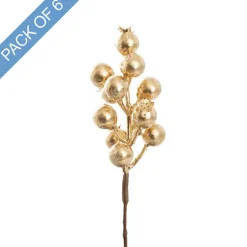 Christmas Berry Pick Pack 6 Gold (20cmH)
