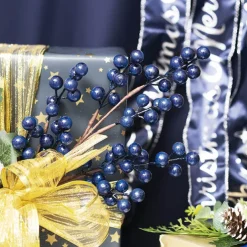 Christmas Berry Spray Navy Blue (43cmH)
