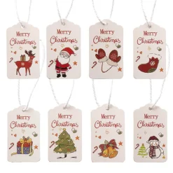 Christmas Gift Tags 8 Whimsy Designs White Pk48 (4.5x6.8cmH)