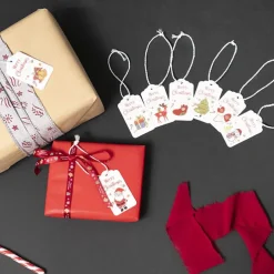 Christmas Gift Tags 8 Whimsy Designs White Pk48 (4.5x6.8cmH)