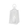 Christmas Lantern w LED Pillar Candle White (10x21cmH)