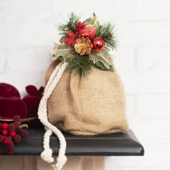 Christmas Pick with Poinsettia Pack 4 Red (17.5cmH)