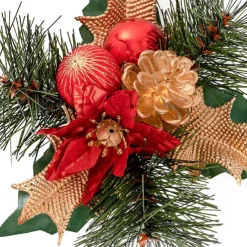 Christmas Pick with Poinsettia Pack 4 Red (17.5cmH)