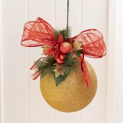 Christmas Pick with Poinsettia Pack 4 Red (17.5cmH)