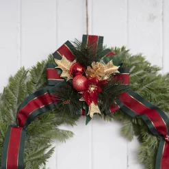 Christmas Pick with Poinsettia Pack 4 Red (17.5cmH)