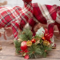 Christmas Pick with Poinsettia Pack 4 Red (17.5cmH)