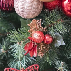 Christmas Pick with Poinsettia Pack 4 Red (17.5cmH)