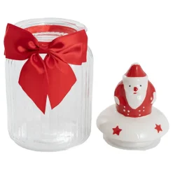 Christmas Santa Lolly Cookie Jar Clear (9.5cmDx15cmH)