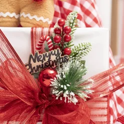 Christmas Snow Pine Berry Candy Pick Red Pack 3 (25cmH)