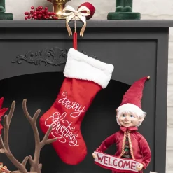Christmas Stocking Red & White (30x21x47cmH)