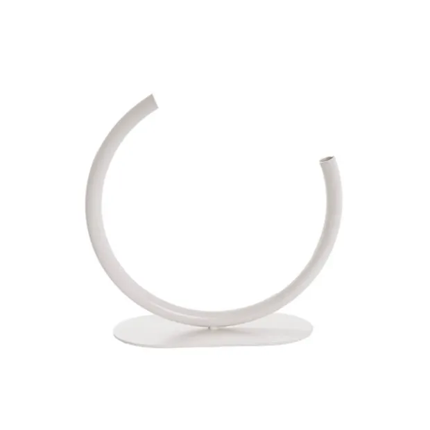 Circular Edging Over Metal Vase White (25cmH)