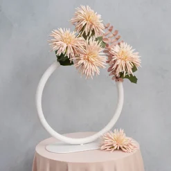 Circular Edging Over Metal Vase White (25cmH)
